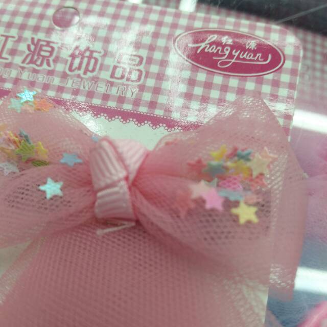Five Pointed Stars Pink Lace Bow Hair Clip Headband Internet Celebrity Headband The Same Headwear details Picture