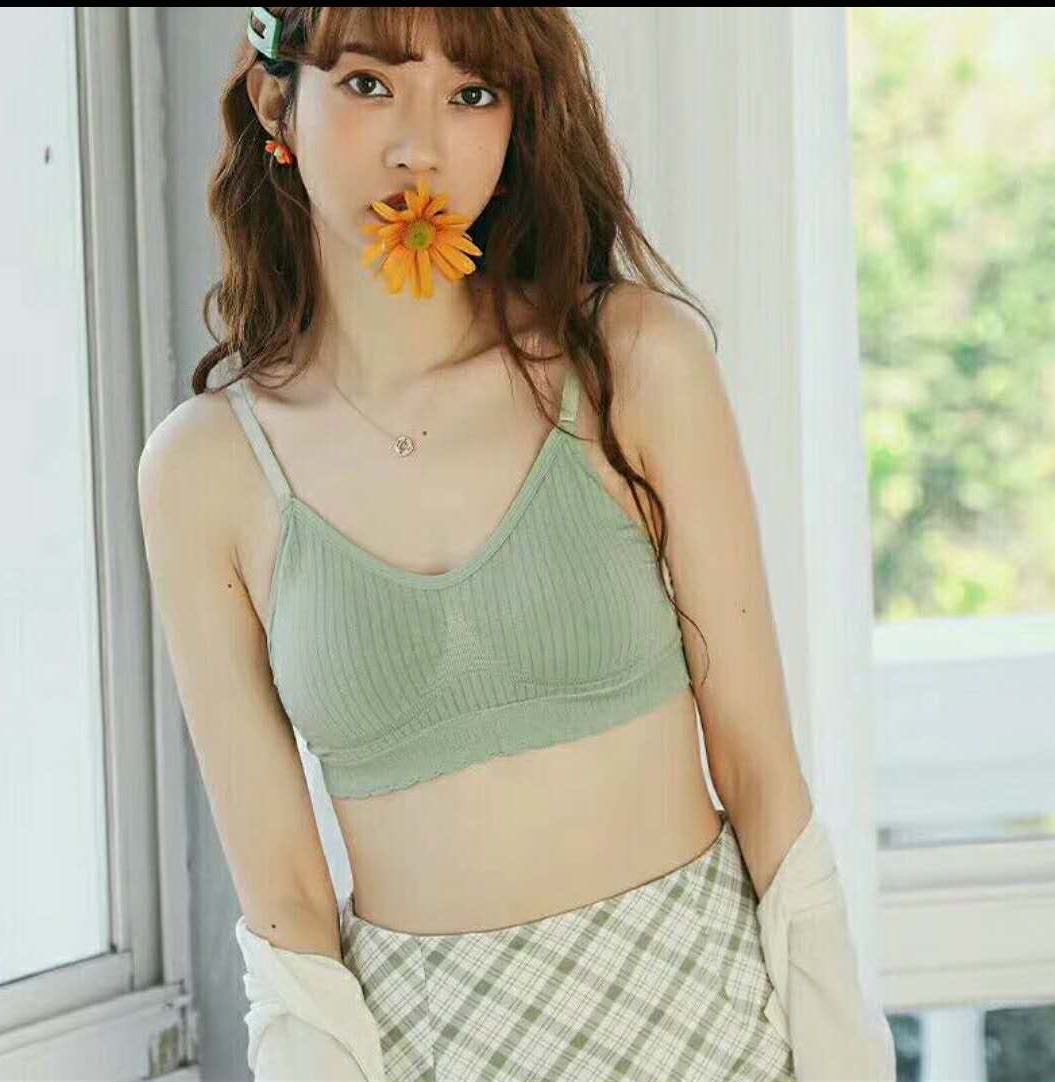 果绿色文胸女士U型美背可调整型聚拢文胸内衣