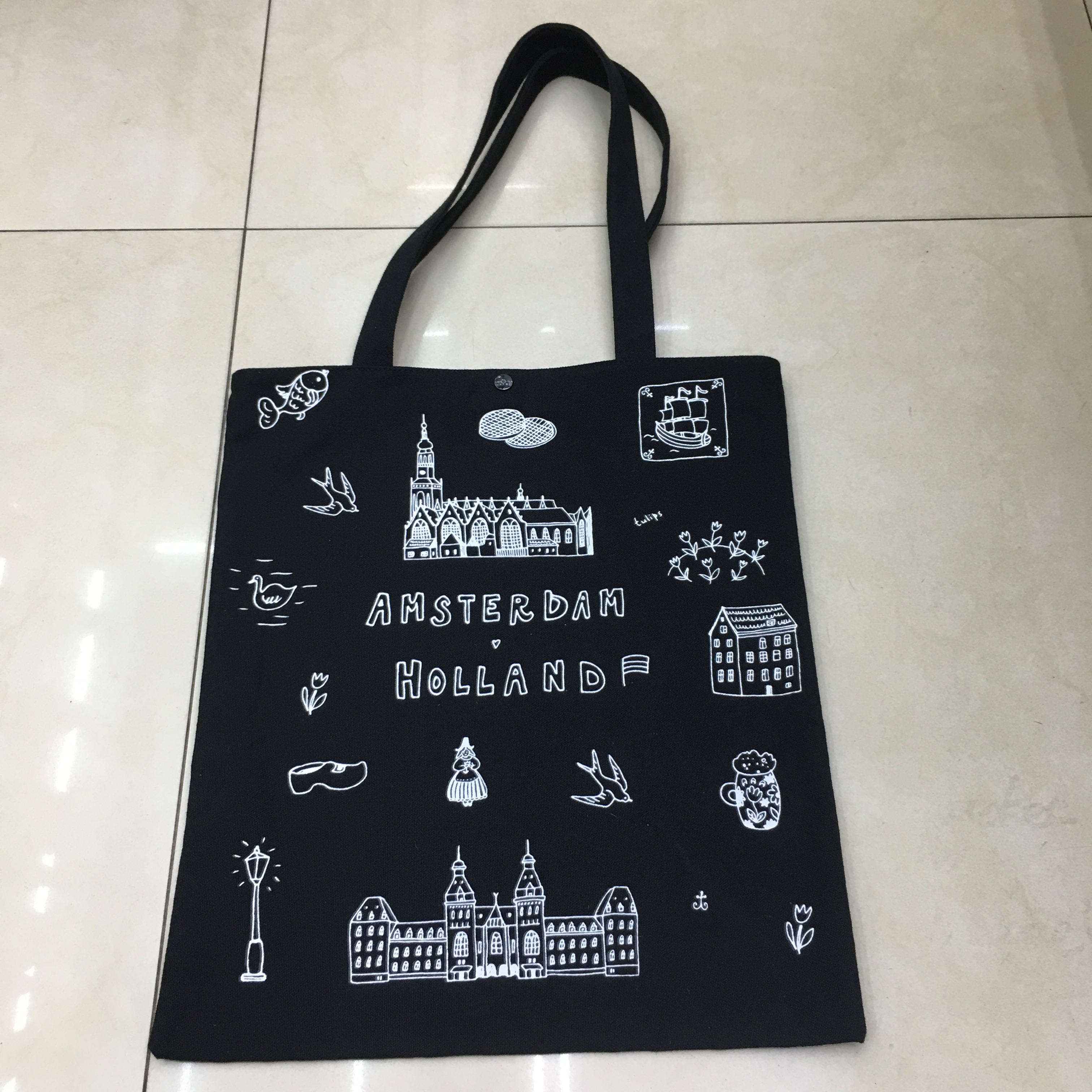 Portable Simple Letters Ins Style Printed Canvas Bag Students All Art Cloth Bag Korean Version