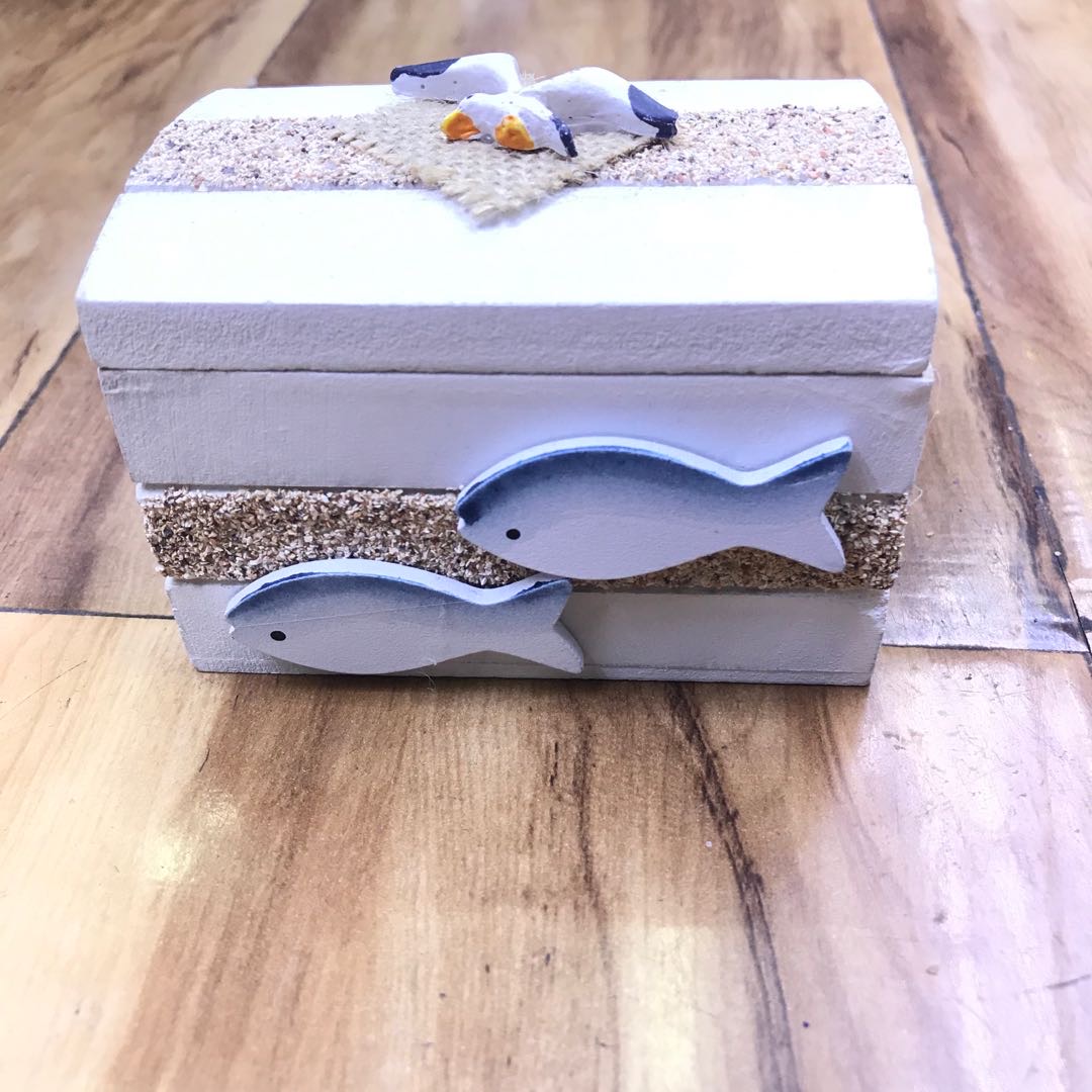 地中海家居装饰品收纳箱海洋实木箱子木盒子橱窗布置道具1