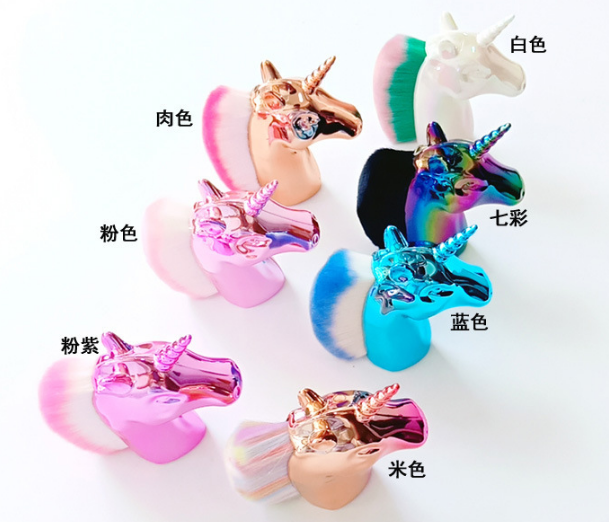 独角兽大号腮红刷七彩马粉底刷bb霜修容工具美甲散粉刷粉尘刷细节图