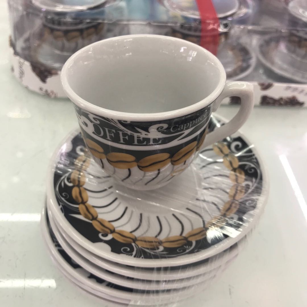 Ceramic Roasted Flower Craft Coffee Cup And Saucer Set Capacity 90Cc details Picture