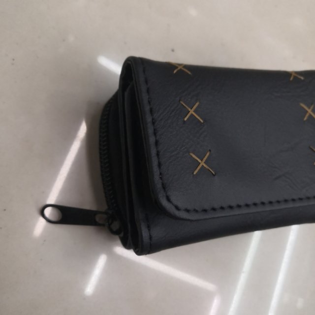 Zipper bag, clutch bag, black wallet, girls' wallet details Picture