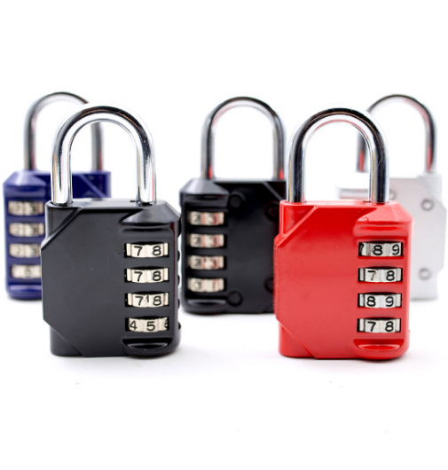Password padlock, black combination lock, large 4-digit zinc alloy, mechanical combination lock for gym locker door