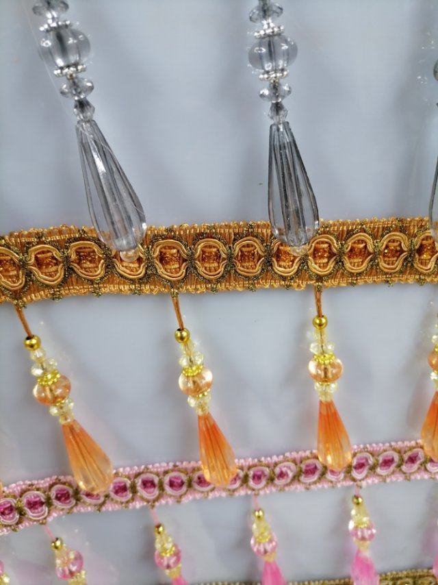 Water Drop Curtain Lace Tassel Hanging Fringe Decorative Lace Dragon Beard Curtain Head Decorative Accessories Specification drawing