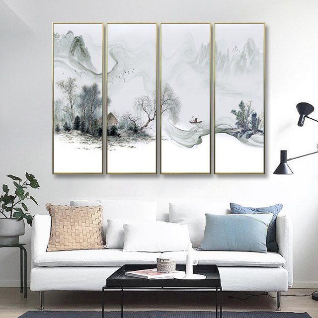 New Chinese style landscape painting sitting room sofa background decorative painting study tea room hanging painting four thumbnail