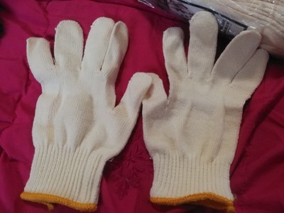 Close-up of durable cotton and nylon work glove material