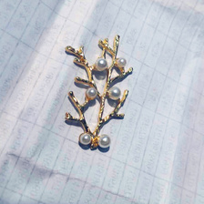DIY手工合金镶嵌珍珠树状头饰胸针配件