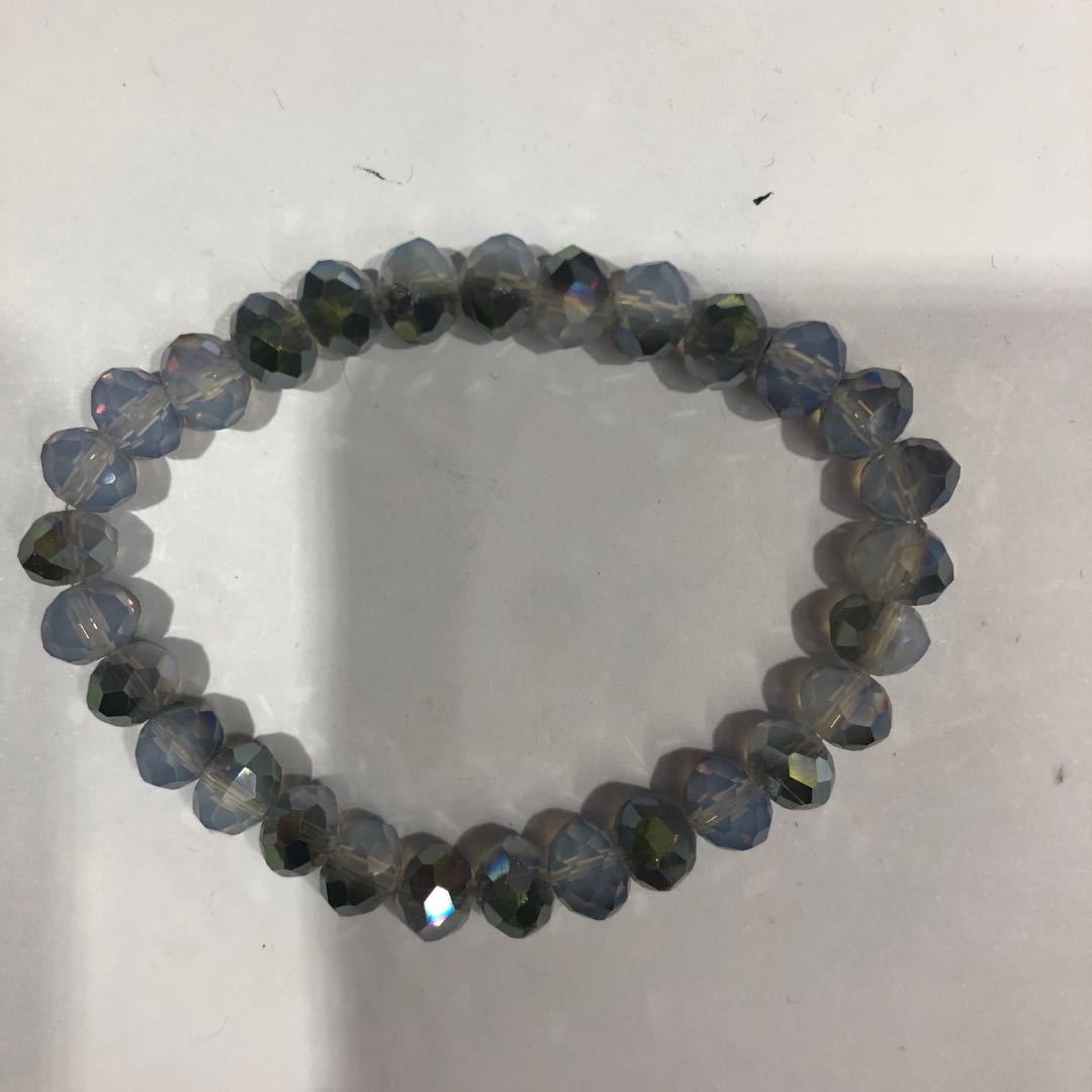 水晶碎石DIY有孔天然带孔半成品消磁紫水晶白粉黄碧玺石榴石手链