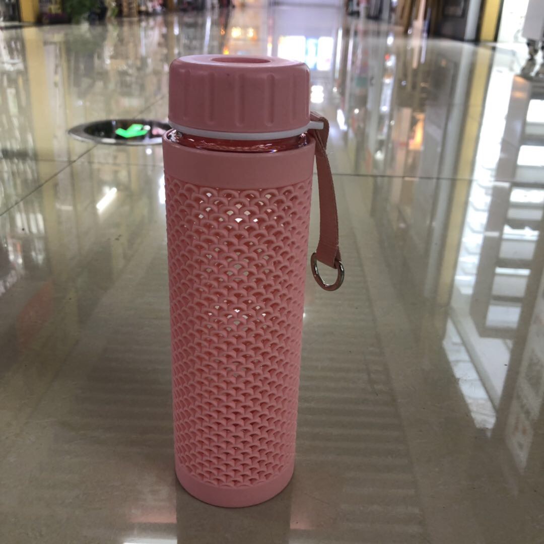 粉色镂空简约女孩水杯可装热水茶杯运动水杯