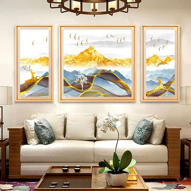 客厅装饰画现代三连沙发背景装饰铝合金装饰画详情图1