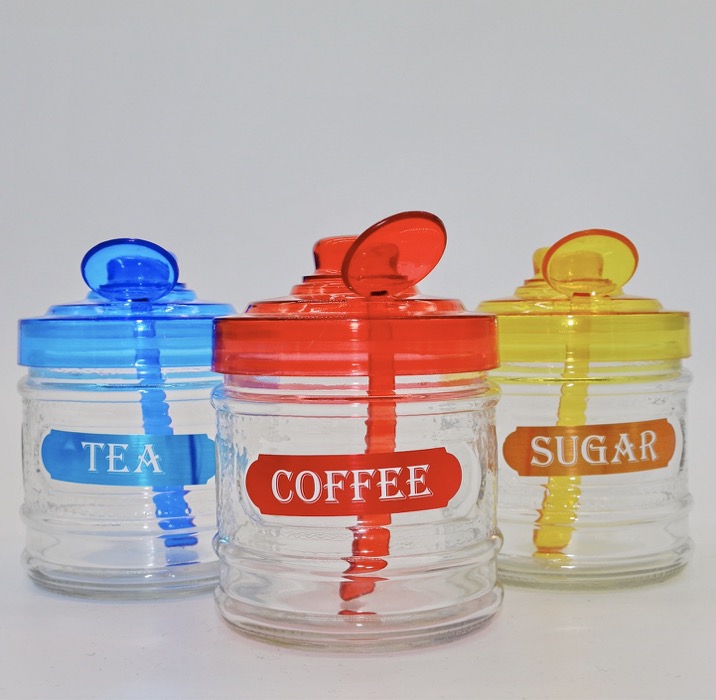 Set of seasoning jars, glass seasoning jars in multiple colors details Picture