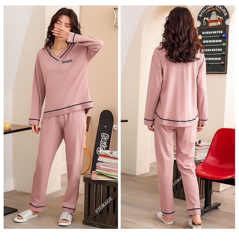 Spring And Autumn Long Sleeve Thickened 100% Cotton Pajamas Female Lovely Large Size Winter Set Korean Version Loose Can Be Worn Specification drawing