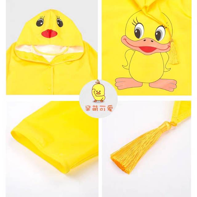 A cute yellow duck raincoat for children details Picture