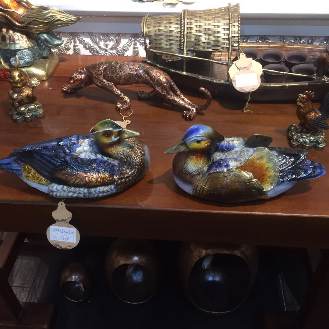 铜鸳鸯客厅卧室茶几创意家居艺术摆件