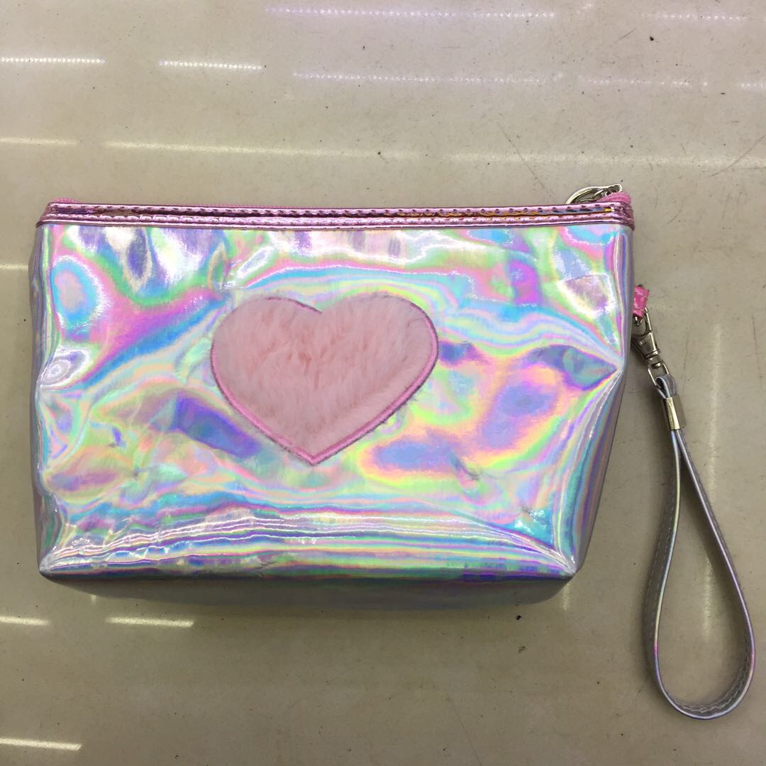 Cute Girl Heart Simple Portable Waterproof Toiletry Bag Network Red Ins Laser Transparent Jelly Makeup Bag Large Capacity