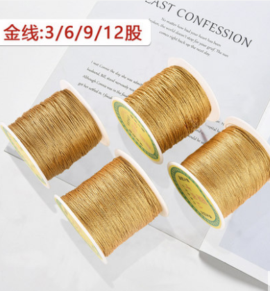 Manufacturers Direct Sales Of 6 Shares Douyin With The Same Gold Broom Diy Handmade Gold Thread Silver Thread Gold Thread Tassel Red Rope Winding Color Bracelet Specification drawing