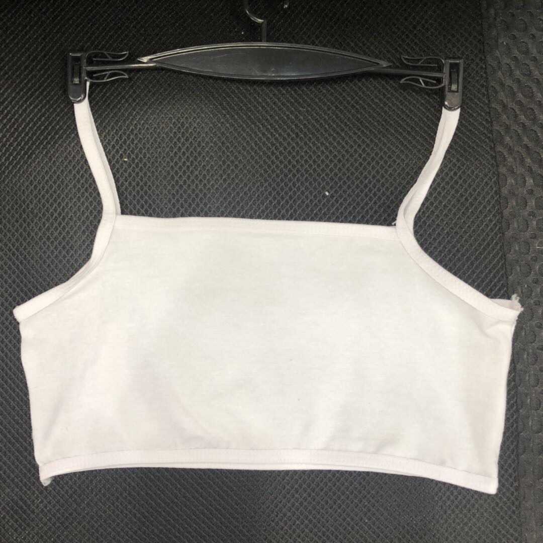 2020 summer new pure color 100% cotton comfortable girl vest and bra without spongy cushion single layer cotton girl chest wrap thumbnail