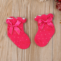 纯红色蝴蝶结点点图宝宝袜舒适透气可爱童袜