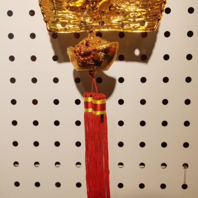 Golden Dustpan Ingots Fringe Pendant Money Bag Chinese Knot Double Fish Golden Bucket Dustpan New House Wedding Celebration Specification drawing