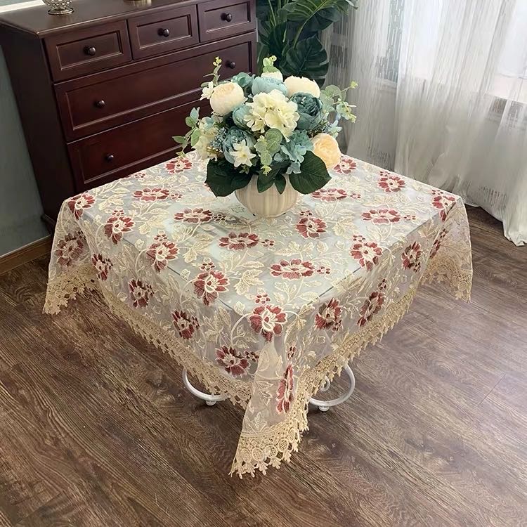 艺源欧式茶几桌布正方形布艺餐桌布四方蕾丝盖布产品图