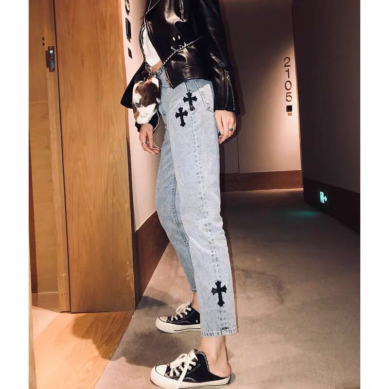 浅色高腰牛仔裤子女显高显瘦百搭九分裤细节图
