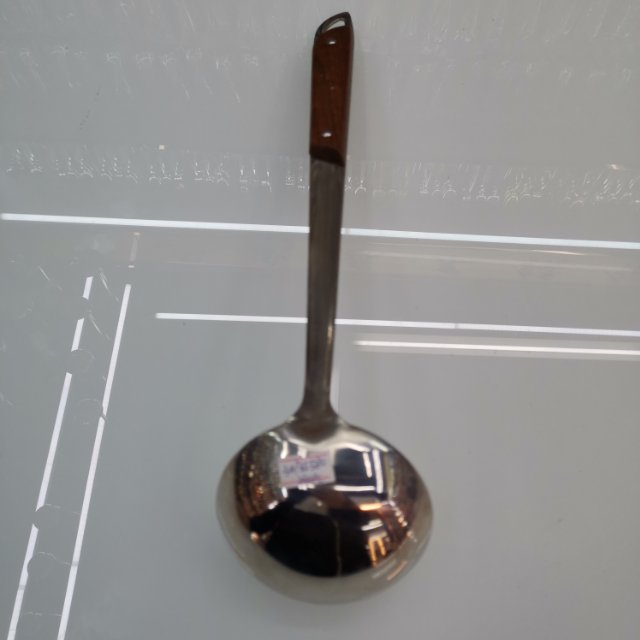 A01 Wooden Handle Soup Spoon Stainless Steel Long Handle Thickened Cooking Spatula Household Spoon Spatula Large Soup Spoon Kitchenware Kitchen Supplies Tools details Picture