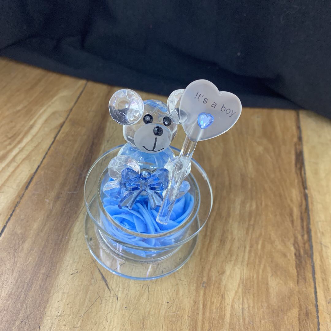Factory direct sales of home blue crystal bear display stands details Picture
