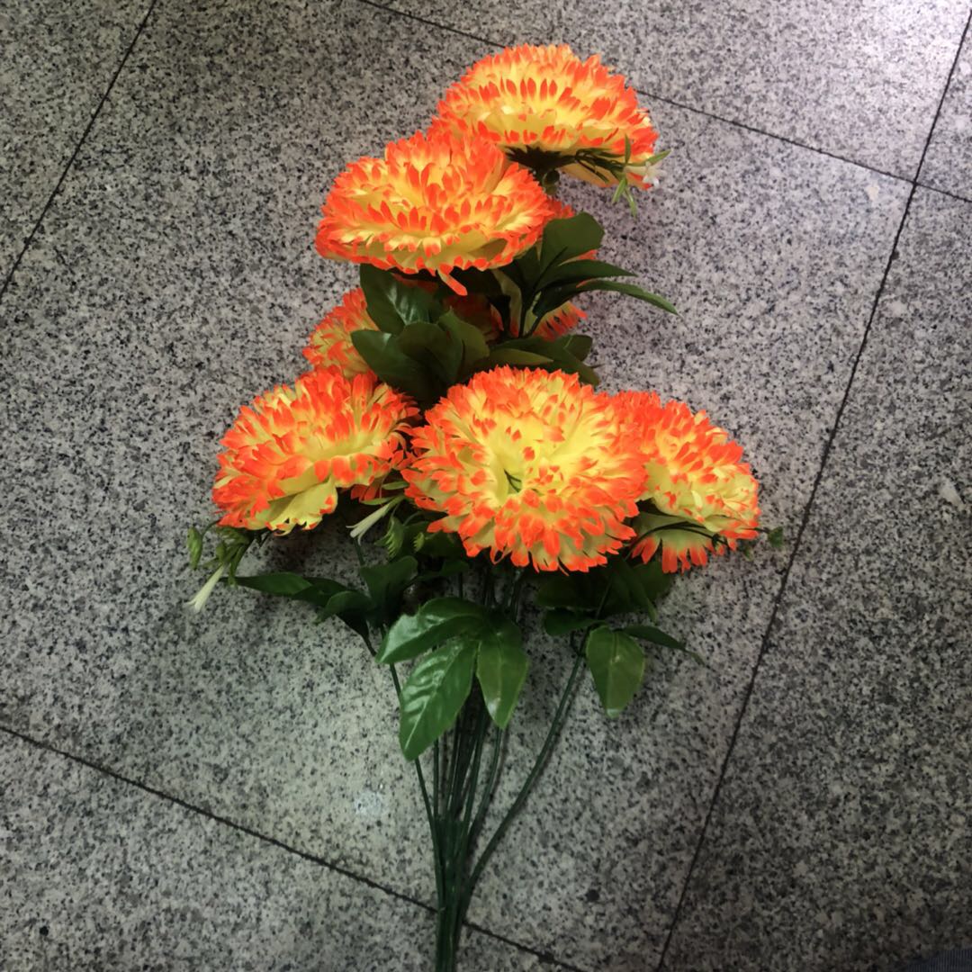 新款扫墓上坟假花清明祭祀多头球菊大花束摆放黄色菊花祭祖