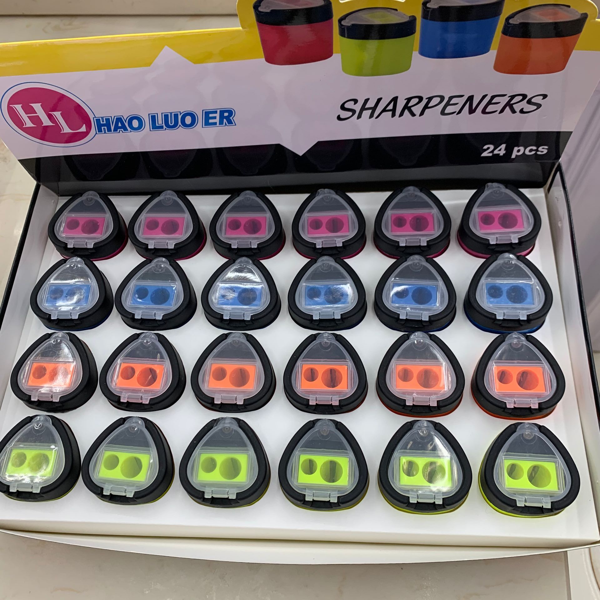 三角形大小双孔卷笔刀铅笔削笔刀眉笔刀塑料转笔刀外贸削笔器