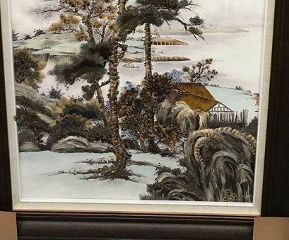义乌大森装饰画业87X157cm纯手工羽毛装饰画细节图