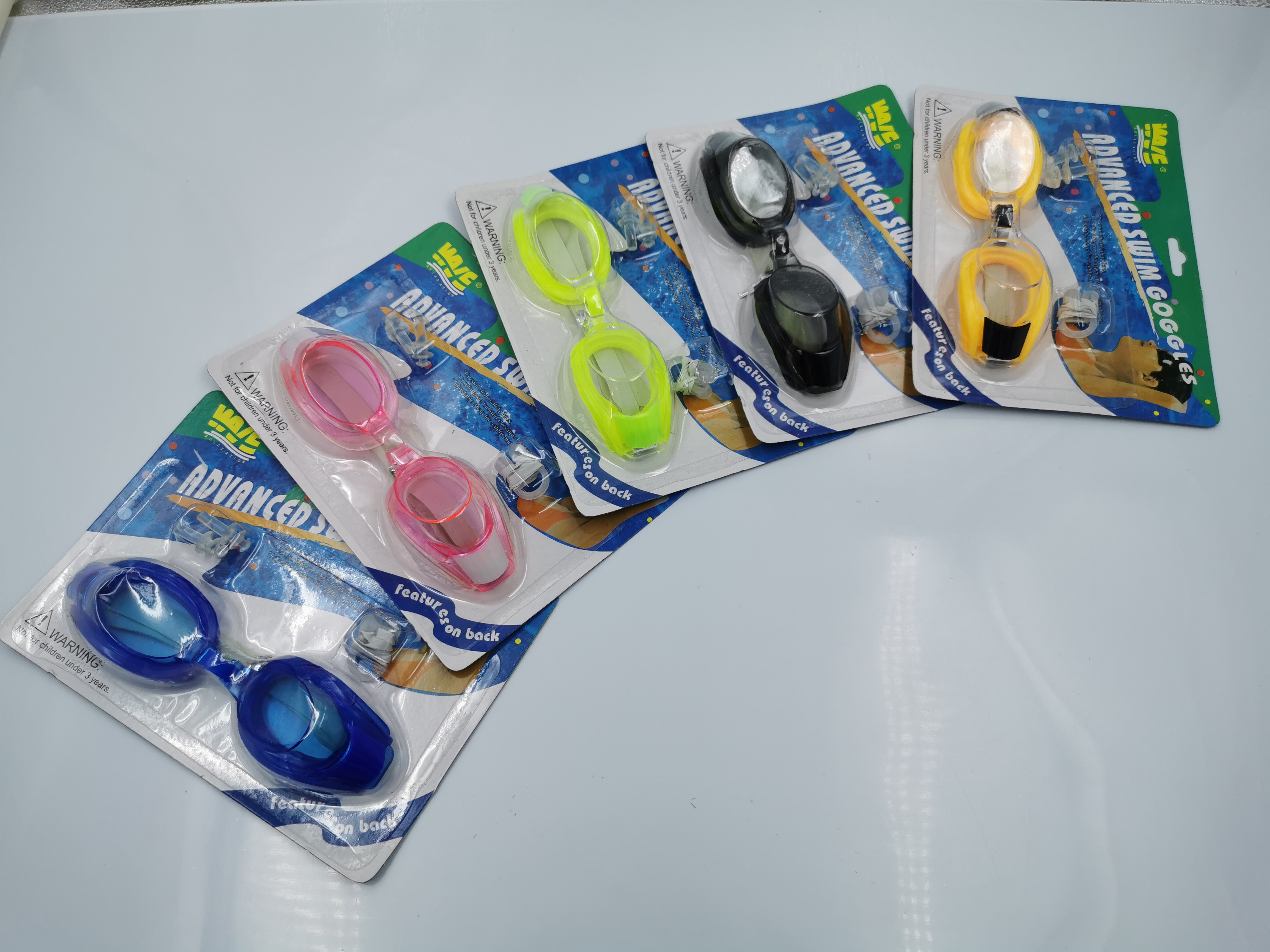 Swimming goggles with suction card packaging, swimming goggles with silicone headband, regular swimming goggles Specification image