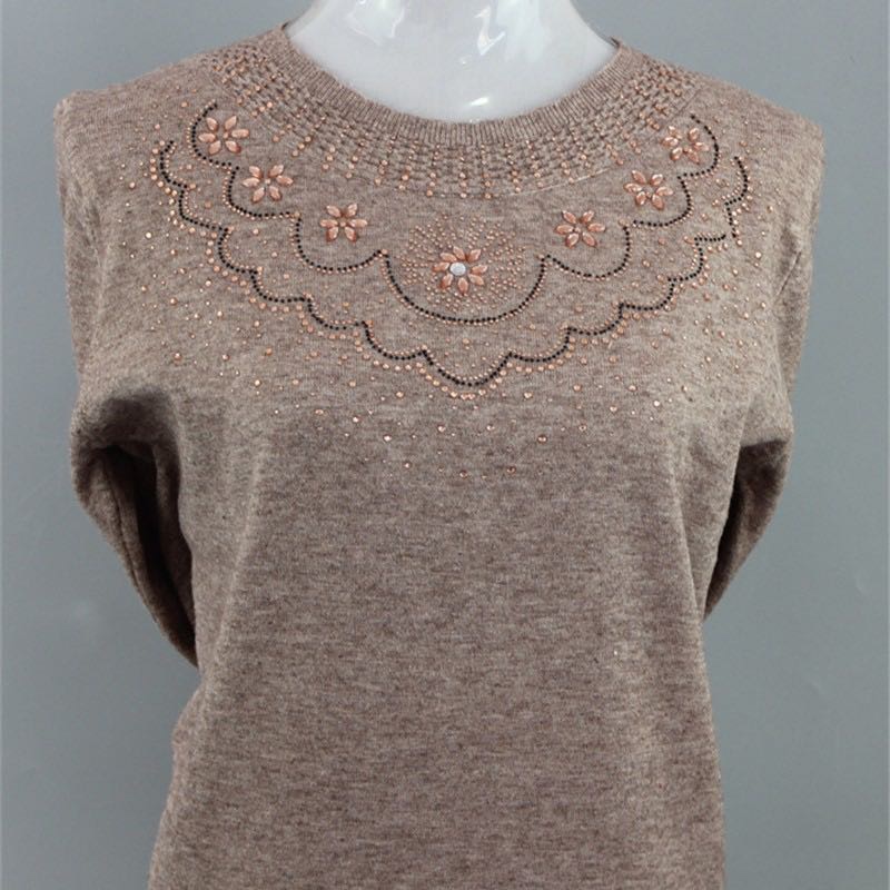 中老年女装春装新款针织衫打底衫中年妈妈装宽松套头上衣薄款毛衣