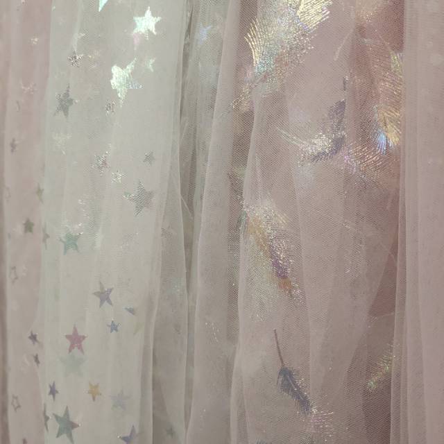 Feather polka dot pattern multicolored gauze fabric for clothing accessories and headwear details Picture