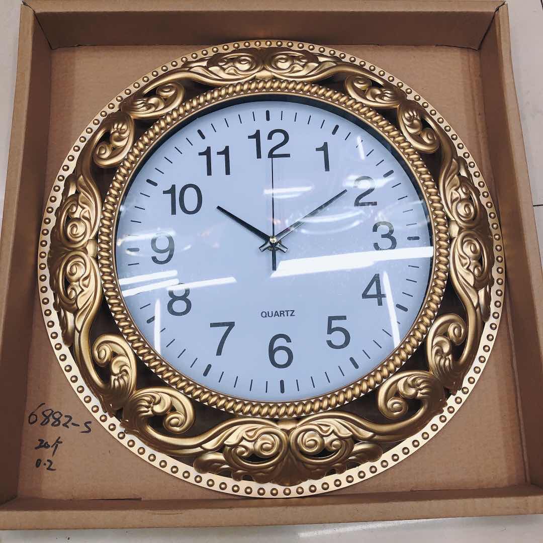 金色花边挂钟客厅北欧钟表家用创意时钟现代简约大气挂表时尚石英钟