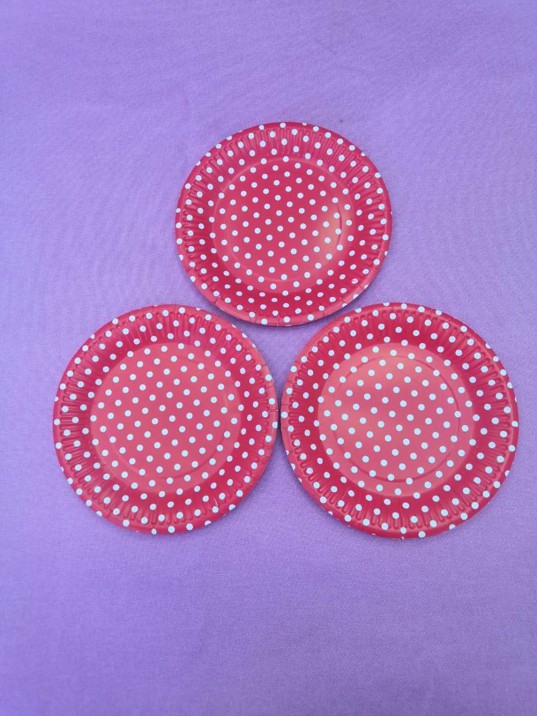 儿童生日派对圆点餐盘一次性7寸白卡手工DIY纸盘幼儿园波点纸盘产品图