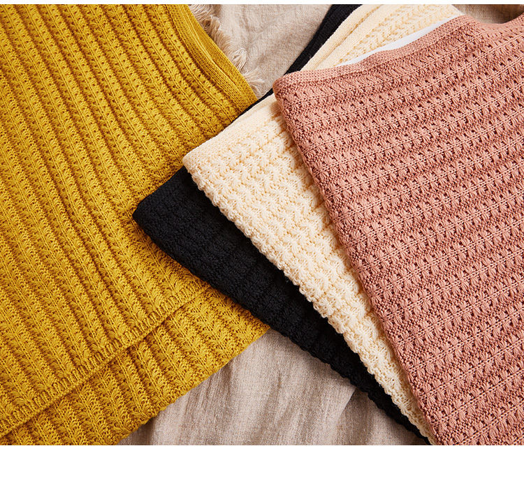 Women's Fashion Trend Warm Japan And South Korea Solid Color Knitted Scarf Specification drawing