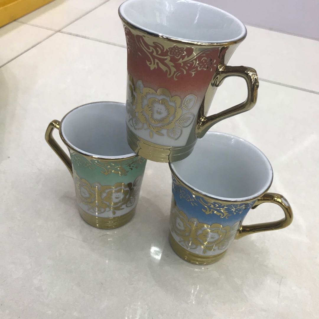 6pcs咖啡杯茶杯贴花镀金彩盒包装质量保证产品图