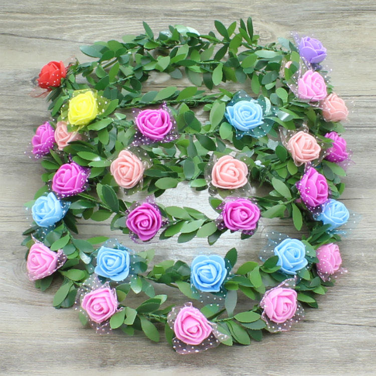 Luminous flower garlands, hair bands, headwear, wechat business, bride flower garlands, children, tourist attractions, hot sales, direct sales, QR code street stalls, hair accessories details Picture