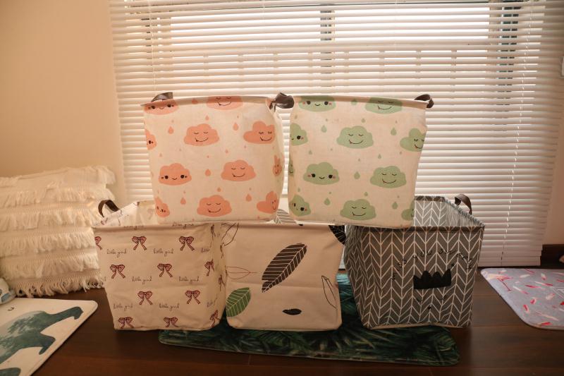 Multi-Style Cotton And Linen Household Clothes Storage Basket Moving Doggy Bag Bundle Mouth Moisture-Proof Wardrobe Organizer