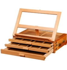 Beech Three Level Drawer Type Easel Desktop
