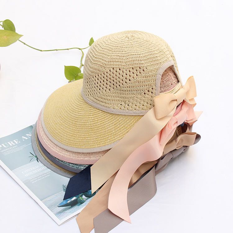 Outdoor wide-brimmed sun hat for women, summer patchwork breathable sunshade cap, UV-resistant cycling sun protection cap