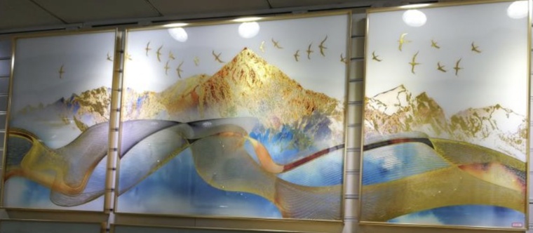Jinzheng Triple Landscape Series Crystal Porcelain Decorative Paintings