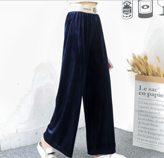 Velvet B-waist wide-leg pants, extended floor-length pants, tall women, children, extra-long straight-leg casual pants, women