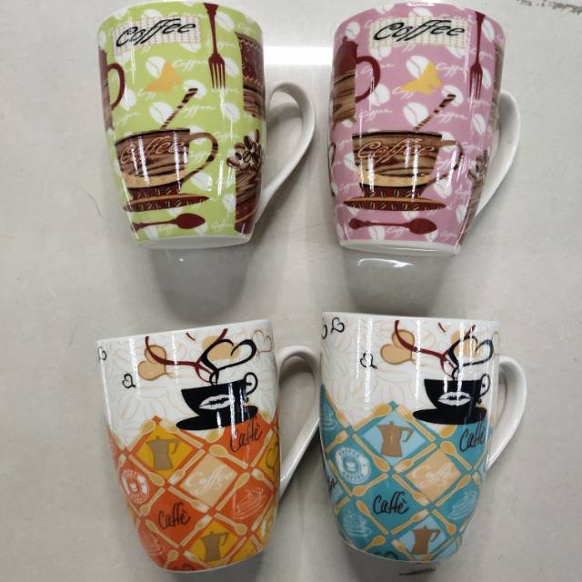 Coffee cup, water cup, ceramic cup with patterned handle