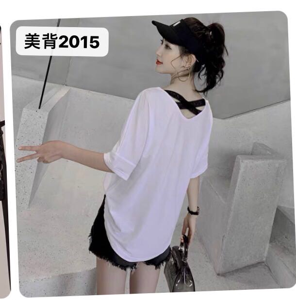 春夏季短袖T恤女2020新款学生韩版宽松七分中袖t恤打底上衣潮ins细节图