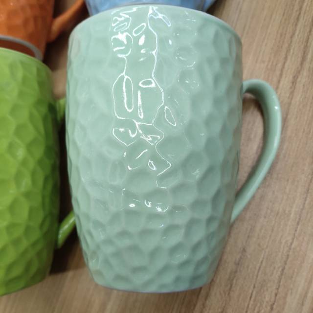 Embossed Cup Water Cup With Handle Mug Ceramic Cup details Picture