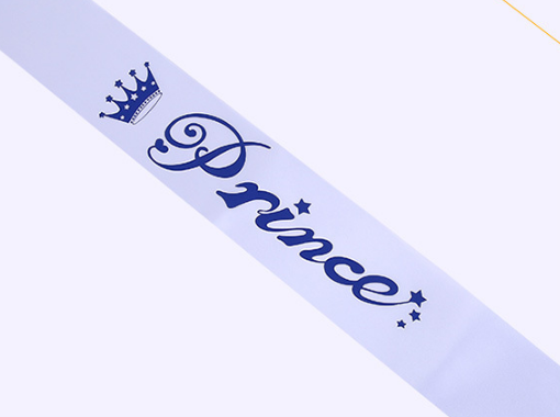 Children's party Prince etiquette shoulder strap factory direct sales, various party birthday carnival party shoulder strap and ribbon factory customization Specification image