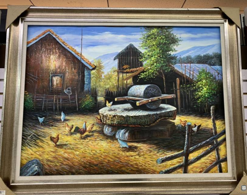 90X120 three-dimensional hand-painted stone grinding oil painting