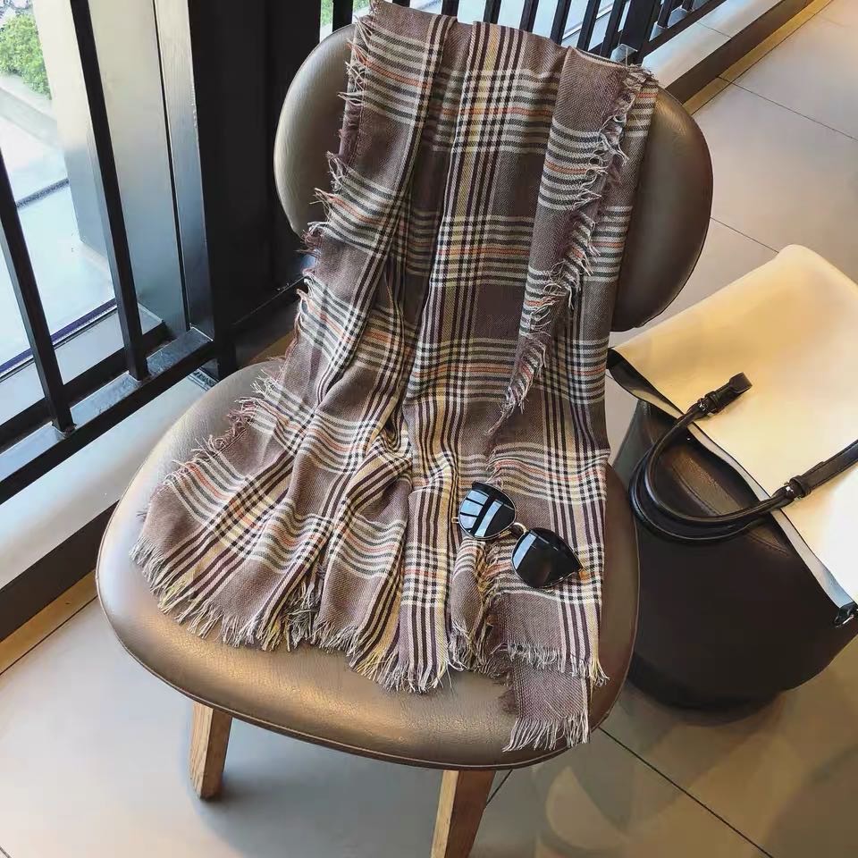 Brown Plaid Scarf in Action